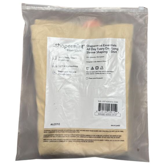 SHAPERMINT Essentials All Day Every Day Long Sleeve Tee Shapewear Chai NWT Large - Picture 10 of 10